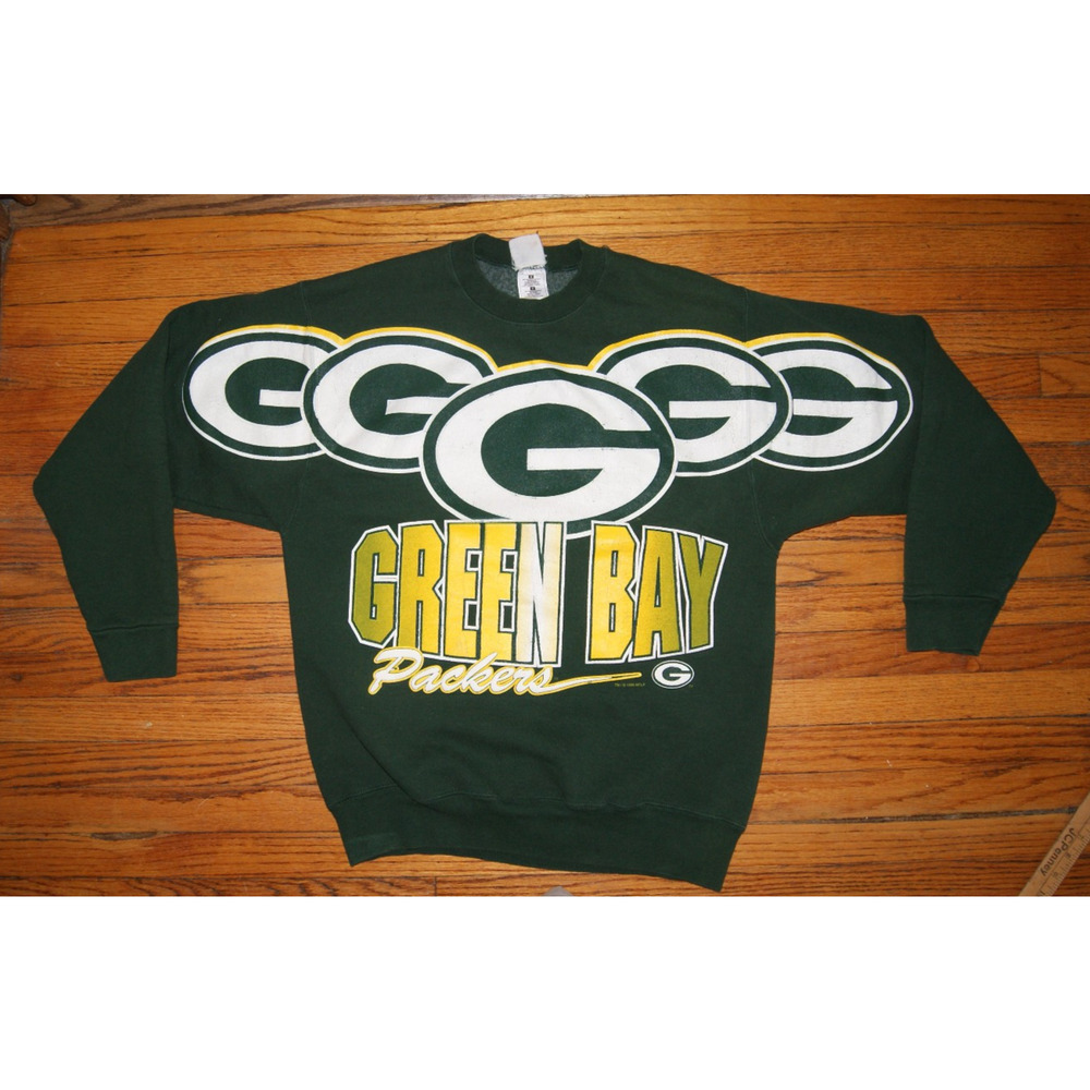 Vintage 1996 Green Bay Packers Cliff Engle Sweatshirt L NFL AOP Wrap Spellout